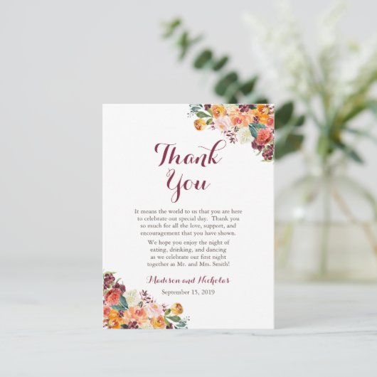 Carte Postale Chute Fleur Mariage Emplacement Paramètre Merci Ca (Debout devant)