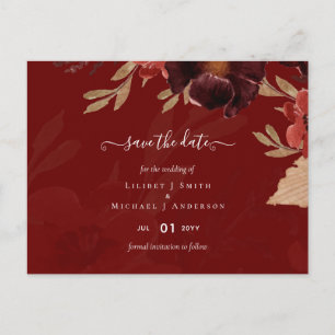 Carte Postale Chute Floral Suite Mariage Terracotta Bourgogne Ro