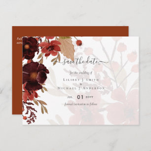 Carte Postale Chute Floral Suite Mariage Terracotta Bourgogne Ro