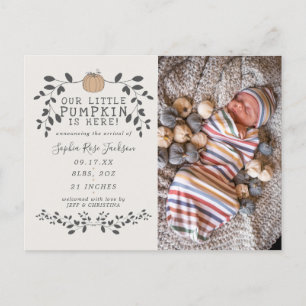 Carte Postale Chute Notre Petit Citrouille Naissance Faire-part