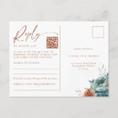 Carte Postale Chute Turquoise Burange Boho Romantique QR Code RS (Dos)