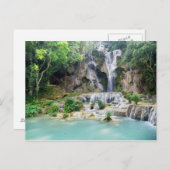 Carte Postale Chutes de Khoung Si, Cascade forestière, Laos (Devant / Derrière)