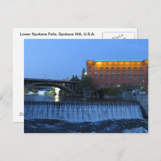 Carte Postale Chutes de Spokane, (Devant / Derrière)