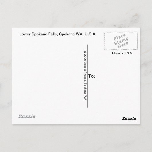 Carte Postale Chutes de Spokane, (Dos)