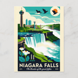 Carte Postale Chutes Niagara Canada Affiche d'art rétro de voyag