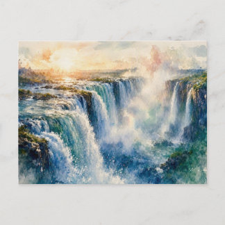 Carte Postale Chutes Victoria au coucher du soleil,