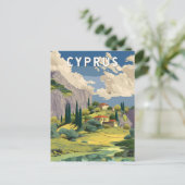 Carte Postale Chypre Illustration Voyage Art Vintage (Debout devant)