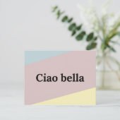 Carte Postale Ciao bella langue italienne lettrage (Debout devant)