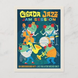 Carte Postale Cicada Jazz Jam Session