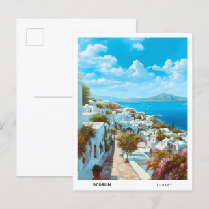 Carte Postale Ciel bleu à Bodrum Turquie Vintage voyage