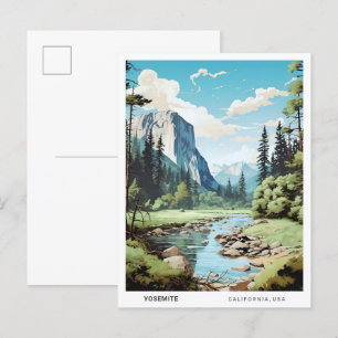 Carte Postale Ciel bleu dans Yosemite Californie Vintage voyage