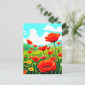 Carte Postale Ciel bleu et coquelicots (Debout devant)