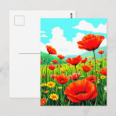 Carte Postale Ciel bleu et coquelicots (Devant / Derrière)