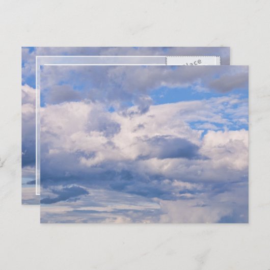 Carte Postale Ciel Bleu Étendu, Formations Nuageuses Différentes (Devant / Derrière)
