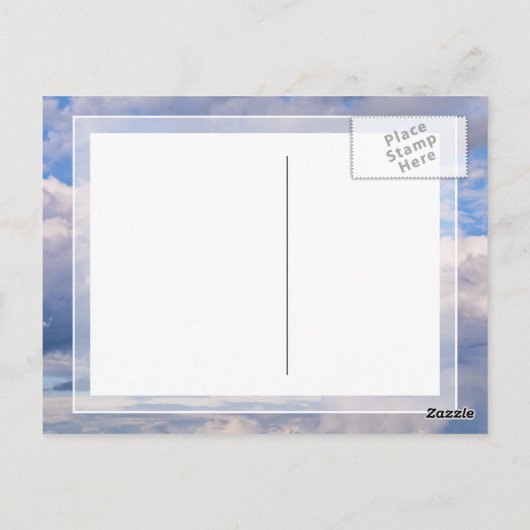 Carte Postale Ciel Bleu Étendu, Formations Nuageuses Différentes (Dos)