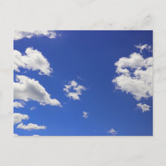 Carte Postale Ciel Bleu Profond Nuages Fluffeux Blancs, Photo (Devant)