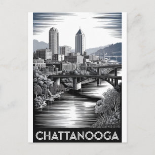 Carte Postale Ciel de Chattanooga Tennessee Noir et Blanc Gravur