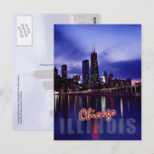 Carte Postale Ciel de Chicago à la tombée de la nuit (Devant / Derrière)