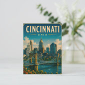 Carte Postale 🌉 Ciel de Cincinnati Ohio et front de rivière (Debout devant)
