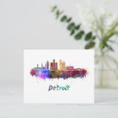 Carte Postale Ciel de Détroit en aquarelle (Debout devant)