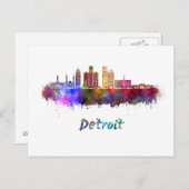 Carte Postale Ciel de Détroit en aquarelle (Devant / Derrière)