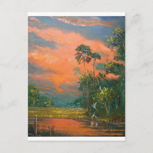 Carte Postale Ciel de feu au-dessus de l'étang (Devant)