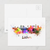 Carte Postale Ciel de Lisbonne en aquarelle (Devant / Derrière)