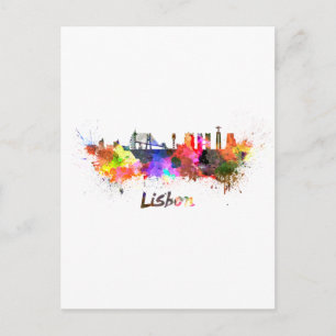 Carte Postale Ciel de Lisbonne en aquarelle