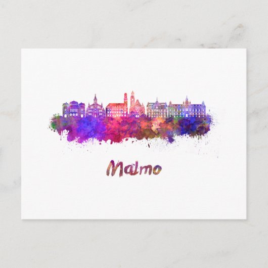 Carte Postale Ciel de Malmo en aquarelle (Devant)