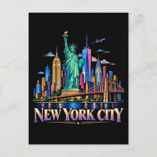 Carte Postale Ciel de New York Coloré Art de Voyage