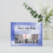 Carte Postale Ciel de nuit Galaxy Blue Cosmic Enregistrer la dat (Debout devant)