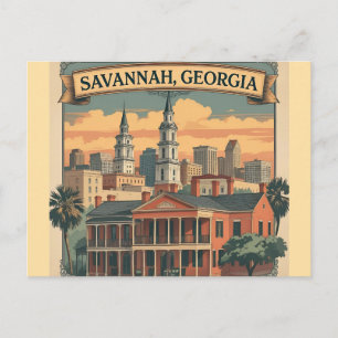 Carte Postale Ciel de Savannah Georgie    Paysage urbain de Sava