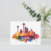 Carte Postale Ciel de Seattle à l'aquarelle (Debout devant)
