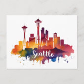 Carte Postale Ciel de Seattle à l'aquarelle (Devant)