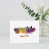 Carte Postale Ciel de Seattle en aquarelle (Debout devant)