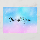 Carte Postale Ciel dégradé pastel rose et bleu Merci (Devant)