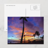 Carte Postale Ciel flamboyant sur la plage de Waikiki (Devant / Derrière)