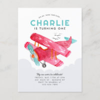 Ciel mignon nuage aquarelle rouge avion anniversai
