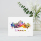 Carte Postale Ciel Milwaukee V2 en aquarelle (Debout devant)