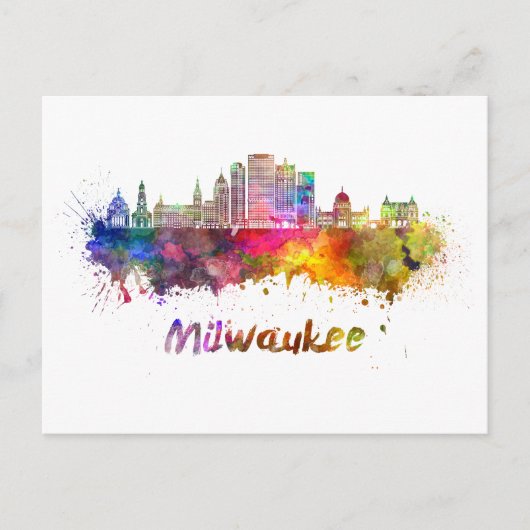 Carte Postale Ciel Milwaukee V2 en aquarelle (Devant)