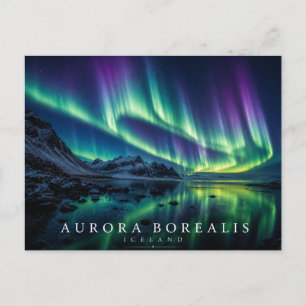 Carte Postale Ciel nocturne de l'aurore boréale en Islande
