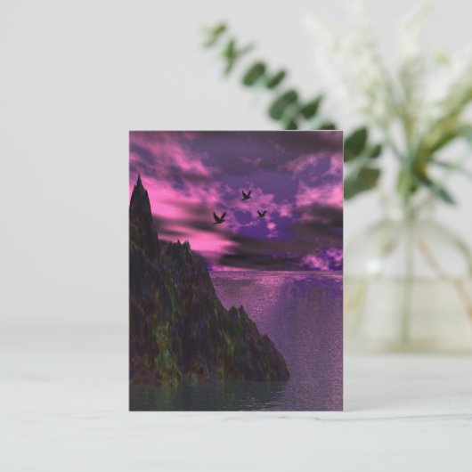 Carte Postale Ciel pourpre avec oiseaux 3d (Debout devant)