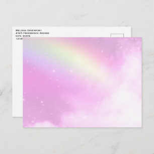 Carte Postale Ciel rose avec Citron jaune arc-en-ciel