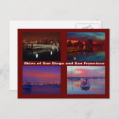 Carte Postale Ciels de San Diego et San Francisco (Devant / Derrière)