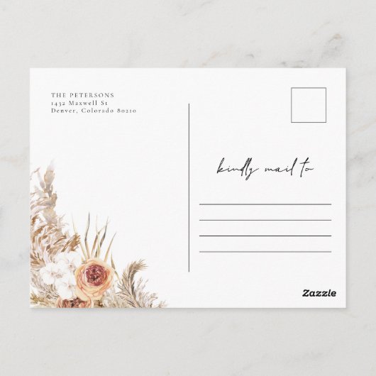 Carte Postale CIERA Boho Terracotta Pampas Salutation de grâces (Dos)