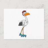 Carte Postale Cigogne en patineur en ligne avec des patins à rou (Devant)