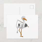 Carte Postale Cigogne en pêcheur à la ligne (Devant / Derrière)