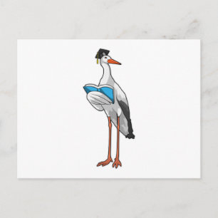 Carte Postale Cigogne enseignante avec livre