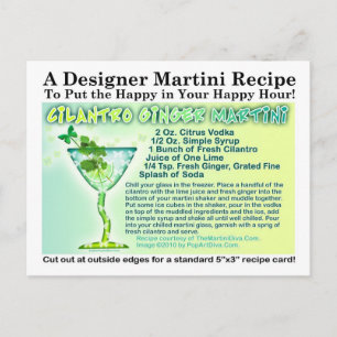 Carte postale Cilantro Ginger Martini Recette