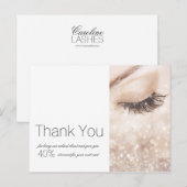 Carte Postale Cils Longs Glitter Beige Crème Merci (Devant / Derrière)